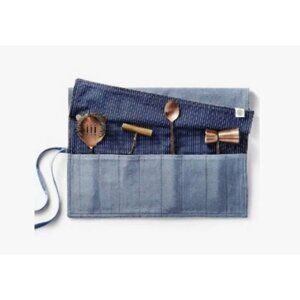Levis Cocktail Tool Roll Set With Canvas Case & Copper Utensils Bartender Gift